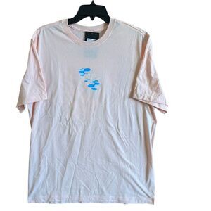 NWT Nike Men's Light Pink 100% Cotton Tee w Blue Graphic Logo Front & Back- L